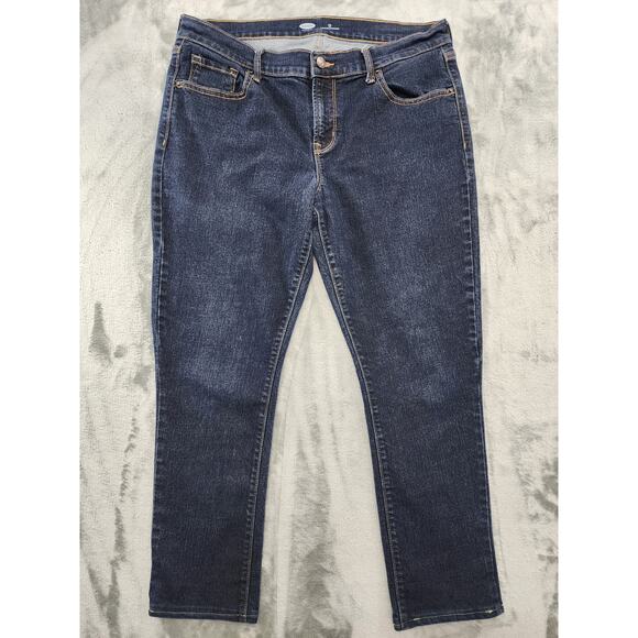 Old Navy The Diva Mid Rise Skinny Crop Jeans Size 12 Blue Dark Wash HEMMED - Picture 1 of 11